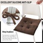 Office Stacking Chair Cushions 4 Pack, Corduroy High Density Foam Kitchen Seat Cushions with Ties, Square 17" x 17" Indoor Non-Slip Dining Chair Pads, Brown, 4pcs - Image 5