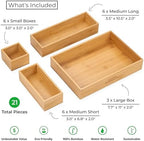 Grow Forward Bamboo Drawer Organizer Boxes - Set of 21 Wooden Drawer Organizers for Kitchen, Bathroom, Office, Desk, Vanity, Makeup - Non-Slip Junk Drawer Organizer Trays for Storage and Organization - Image 3