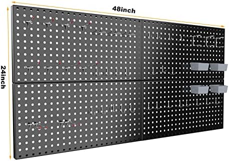Pegboard Smith 4x2ft Metal Pegboard Kit for Tools Storage, Black Pegboard Wall Organizer with Hooks and Pegboard Bins - Image 2