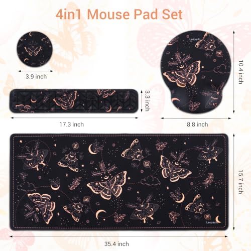 Mouse Pad Set, 4 in 1 Gaming Mousepad Black Butterfly - Image 2