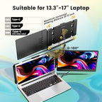 domyfan 14" Laptop Screen Extender, FHD 1080P IPS Dual Laptop Monitor Extender, HDMI/USB-A/Type-C Plug and Play for Windows, Mac, Chrome, Android, Xbox, Switch, PS5, Work with 13.3”-17” Laptops - Image 3