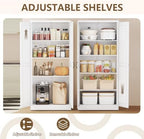 White Metal Storage Cabinet, 71" Kitchen Pantry Cabinets for Office - Image 4