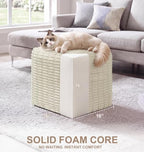 Hobestluk Square Corduroy Pouf Ottoman Foot Stool for Living Room Bedroom - Image 2