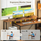 RALGEND L Shaped Gaming Desk with Storage Drawers & Shelves, Power Outlets - Image 5