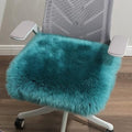 LLB Sheepskin Chair Covers Office Chair Cushion Dining Room Chair Pads Desk Chair Seat Cushion for Computer Chair Fur Area Rugs for Living Room 18x18 Inch (Pack of 1), Peacock Blue by LLB
