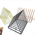 EASEPRES 9 Slot Magazine Rack Book Record Holder, Desktop Iron Storage Rack Bookshelf Multifunction Triangle File Organizer Sorter for Decor Home Office, Black Pack of 2 - Image 7
