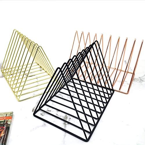 EASEPRES 9 Slot Magazine Rack Book Record Holder, Desktop Iron Storage Rack Bookshelf Multifunction Triangle File Organizer Sorter for Decor Home Office, Black Pack of 2 - Image 7