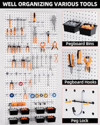 INCLY 158PCS White Metal Pegboard Wall Organizer 48x24 Inch - Image 5