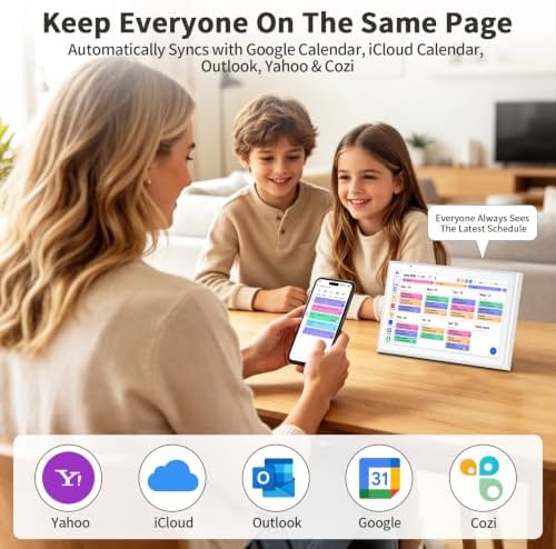 Digital Calendar, 10.1" Smart Touchscreen Electronic Family Calendar Organizer with Calendar Sync, Chore Chart, Meal Planner, To-Do Lists & Digital Photo Frame, Wall or Desk Mountable - Image 3