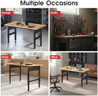60” Heavy Duty Workbench, 2000 LBS Load Capacity Rubber Wood Work Table with Power Outlets, Pegboard, Work Bench for Garage, Office, Home, Workshop, Commercial - Image 7