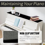 Piano Top Runner Mat, Non-Slip Rubber Bottom, Free Cut Top Protector Dust-Proof Covers for Piano Musical Instrument, Chiffonier, Chest of Drawers, TV Stand, Television Cabinet (Black, 61" x 13.8") - Image 3