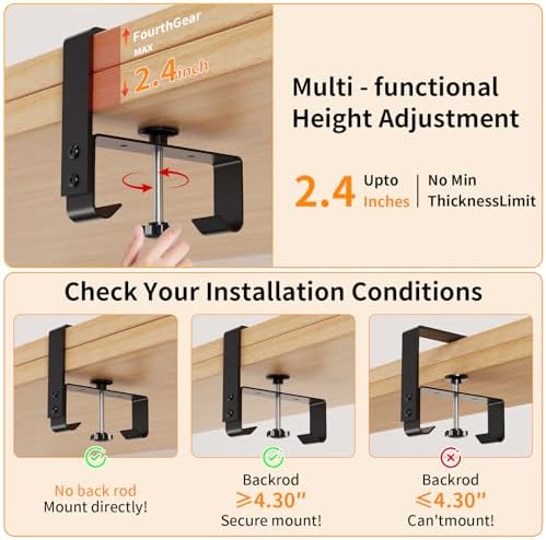 No Drill Under Desk Cable Management Tray (Black) - Image 4