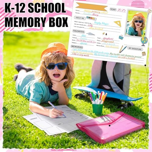 Motipuns 14 Pack K-12 School Memory Box Back to School, Pink - Image 2