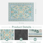 Anidaroel 36"x48" Office Chair Mat for Hardwood Floor/Tile, Anti-Slip Boho Desk Mat for Chairs, Tea Green Office Floor Mat, Low Pile Floor Protector for Rolling Chair, Floral Under Desk Rug - Image 4