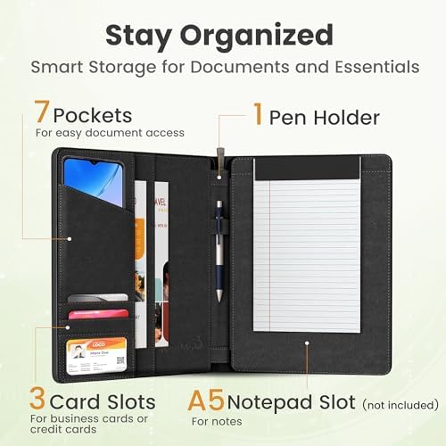 Universal Padfolio Case – Tablet Portfolio Organizer with Notepad Holder – Compatible with iPad 10th 11th Gen, iPad Pro 11, iPad 7 8 9 10.2 10.9 and 9.7 inches - Image 3