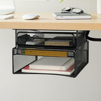 Safco 3244BL Onyx Mesh Deluxe Under Desk Hanging File & Paper Organizer, Black, Steel Construction, 2 Compartments, Tabletop or Desktop. Perfect for Home, Office & Classrooms, Black - Image 2