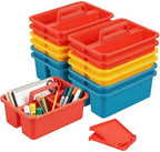 12 Pack Classroom Caddy, Plastic Caddies with Handle & Removable Dividers by Freshmage
