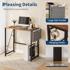GarveeHome 31.5 Inch Folding Gaming Writing Computer Work Desk for Home Office,with Storage Bag & Hook,Space-Saving,Easy to Fold,Small Table for Bedroom,Apartment,Rustic Brown - Image 7
