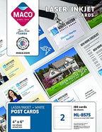 MACO Laser/Ink Jet White Post Cards, 4 x 6 Inches, 2 Per Sheet, 100 Per Box (ML-8575) - Image 2
