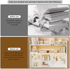31.4in Clamp on Desk Shelf with Pegboard, White Desktop Bookshelf Organizer - Image 5