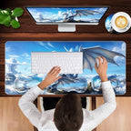 Keyboard Wrist Rest and Mouse Pad with Wrist Support Set Ergonomic Coaster,Memory Foam,Easy Typing Pain Relief,Large XL Desk Mat 31.5"x 11.8",White Dragon Cloud - Image 4