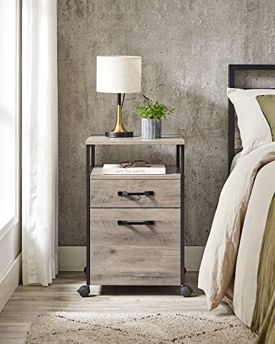 VASAGLE File Cabinet with Wheels, 2 Drawers, Open Shelf - Image 2