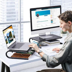 HUANUO Monitor Riser for Desk, Laptop Stand with Vented Steel Shelf, 2 Pack - Image 2
