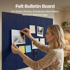 X-Large Cork Board Alternative 12-Pack Felt Bulletin Board Thick and Decorative Pin Board for Home Office Walls 47.24 x 35.43 Inches with 72 Adhesive Tabs - [Denim Blue] - Image 2