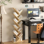 10 Tier Tree Book Shelf, Floor Standing Wood Bookshelf for Narrow Space - Image 6