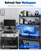 2-Tier Desktop Bookshelf, 38.6" Metal Desktop Organizer with Grid Panel - Image 6