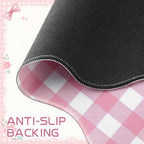 Sabary Gingham Desk Mat Scalloped Pink, 35.4 x 15.7 Inch - Image 5