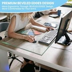 Tempered Glass Desk Pad with Beveled Edge, 24" x 18" Clear Office Desk Pad for Keyboard and Computer Monitor, Glass Desk Mat for Desktop Dry Erase - Image 5