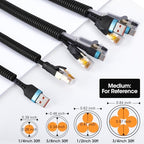 Wire Loom 1/4", 3/8", 1/2", 3/4 Inch x 30 FT, Split Wire Loom Tubing Wire Conduit, Cable Sleeves Bulk Flexible Electrical Conduit Protective kit, Black - Image 2