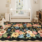 DUKINO 5x8 Washable Area Rug, Soft Floral Living Room Rug Non Slip, Black - Image 3