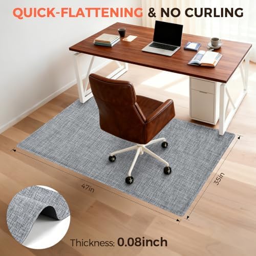 BAGAIL Office Chair Mat for Hardwood Floor, 35"x47" Heavy Duty Computer Chair Mat - Fast Flat & Smooth Glide - Non-Slip Desk Chair Floor Protector for Home Office - Black - Image 4