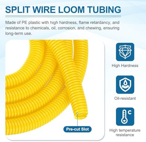MECCANIXITY 1 1/4" 10ft Split Wire Loom Tubing w/Installation Tool Yellow - Image 3