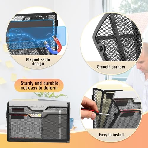 Docnest 3 Pack 3 Tier Dual-Mount Magnetic Mesh File Holders, Wall Organizer - Image 3