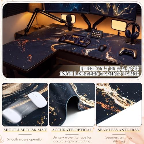 Relaxweex L Shaped Desk Mat for 90° Corner Desks, 53.1" x 39.4" Large Black Waterproof Mouse Pad with 18.9" Wide Arms, Non-Slip Rubber Desk Protector for Office, Computer and Gaming - Image 6