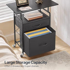 HOOBRO Printer Stand, Printer Table with Drawers, Mobile Filing Cabinet with Charging Station, Printer Cart for Home Office, Living Room, Black BB15UPS01 - Image 4