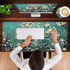 Keyboard Wrist Rest and Mouse Pad with Wrist Support Set Ergonomic Coaster,Memory Foam,Easy Typing Pain Relief,Large XL Desk Mat 31.5"x 11.8",Two Owls on Blossom Branch - Image 4