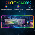 RGB Gaming Mouse Pad, Large Mousepad with Led Light, Gaming Accessories Keyboard Pad for Desk, Non-Slip Rubber Base Big Mouse Mat for Gamer, 31.5 X 11.8 Inch, Japanese Streets - Image 2
