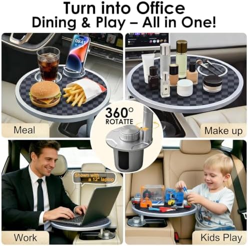 Car Desk for Laptop 360° Rotating Tesla Tray with Cup Holder Phone Stand - Image 6