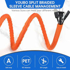 Split Braided Cable Sleeve，Flexible Wire Loom Tubing, Automotive Cord Protector Pet Proof, Cable Management for Computer TV Electric Wires Harness 16ft (Orange, 25mm（1") - Image 2