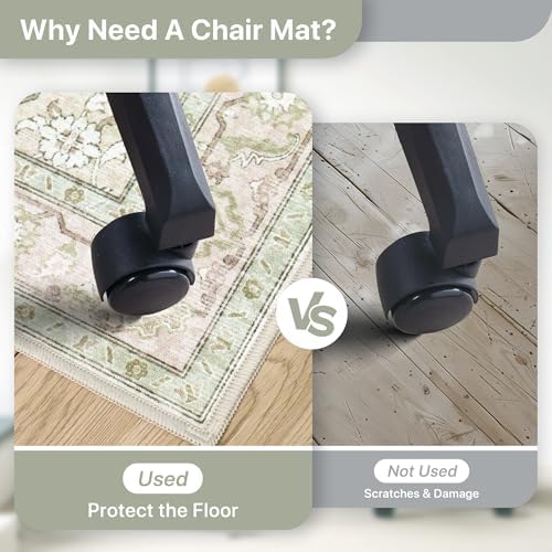 48"x72" Office Chair Mat for Hardwood Floor, Non-Slip Washable Mint - Image 4