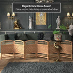 Red Lantern 2 ft. Short Fiber Weave Folding Screen - Natural - 6 Panels - Image 2