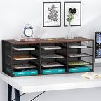 Mail Sorter Adjustable Holder, Countertop Literature Organizer, Student Mailbox for Classroom, Desktop Bill Paper Organizer for Office Home School, 12 Compartments, Brown - Image 7