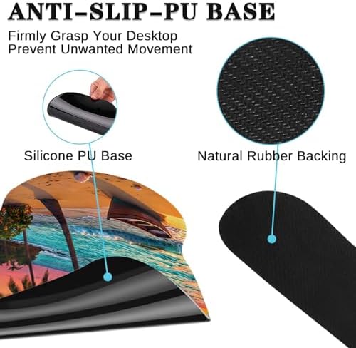 Arttown Keyboard Mouse Pad Set, 4 in 1 Desk Mat Set Ocean Beach Blue - Image 5
