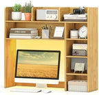 Tangkula Desktop Bookshelf with LED Lights, Desk Hutch with 8 Shelves for Max 25" Monitor, Desktop 5-Tier Display Rack, Wood Desktop Storage Hutch Organizer for Dorm Office Home, Burlywood by TANGKULA