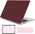 DONGKE Case for MacBook Pro 13 Inch (2026-2020 Models A2338 M2 M1/A2251/A2289), Burgundy Polka Dots Hard Shell Case with Keyboard Protector, Compatible with Retina Display and Touch Bar by DONGKE