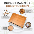 Bamboo Cookbook Stand Large, Adjustable Book Holder Tray and Page Paper Clips - Natural Color Large - 4-Position Recipe Book Stand Holds Thick Books for Kitchen Counter, Reading, Studying - Foldable - Image 5